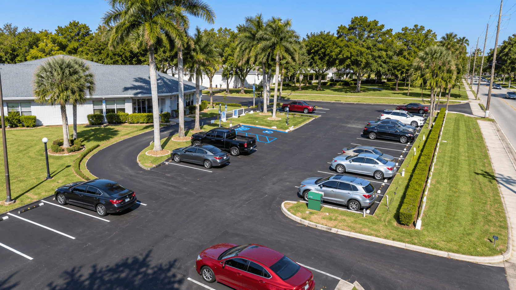 Repaired and repaved parking lot at a nursing home facility in Florida