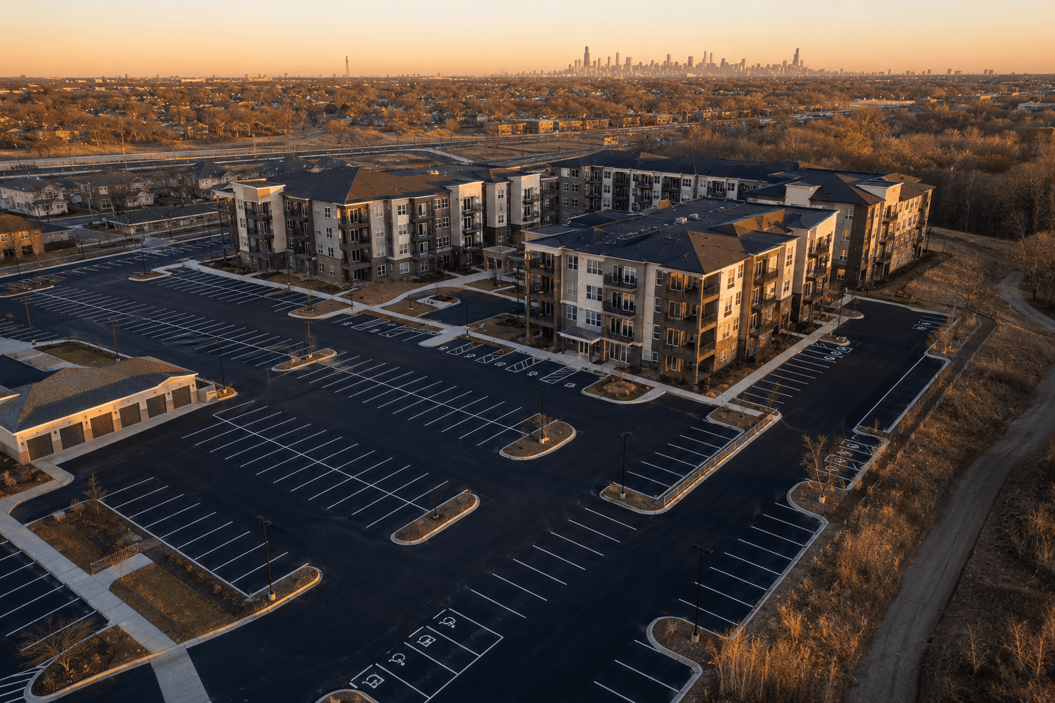 Commercial asphalt paving contractor serving parking lots across Naperville, Illinois