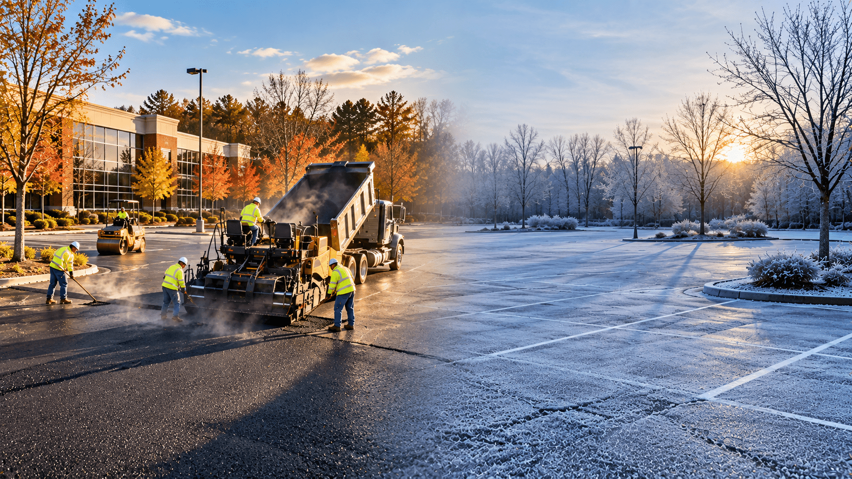 Comparison of active paving conditions versus a lot past the seasonal paving cutoff